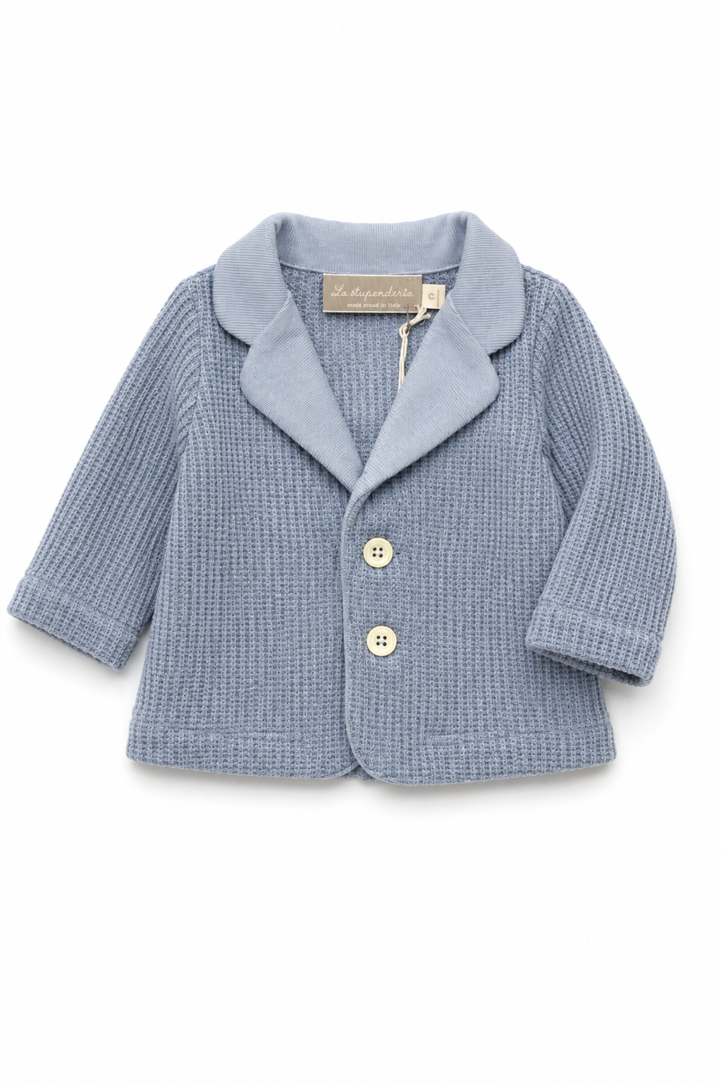 Giacchino La Stupenderia da neonato azzurro polvere con revers