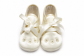 Ballerine Neonata Avorio con Nastri e Fiorellini Ricamati – Aletta